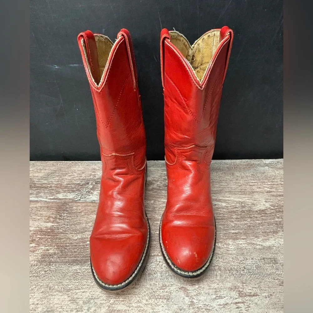 Justin Boots Kids Red Leather Cowboy Boots size 2 girls ❤️♥️